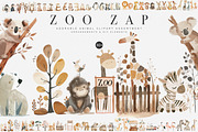 watercolor zoo animal clipart bundle, an Animal Illustration by Pink Studio Art (Thumbnail 1 of 9)