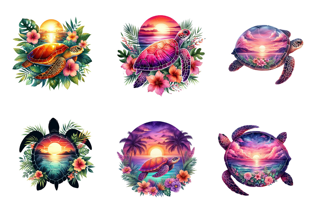 Sunset Sea Turtle Sublimation, an Illustration by CreationArt (Photo 3 of 4)