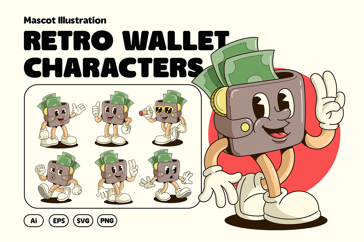 Retro Wallet Characters, an Object Illustration by Graptail (Photo 1 of 10)