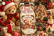Christmas Baby Shower Canva Template, a Marketing Template by KennedyStudio (Thumbnail 2 of 6)