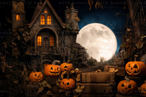 Halloween Moon Digital Backdrop