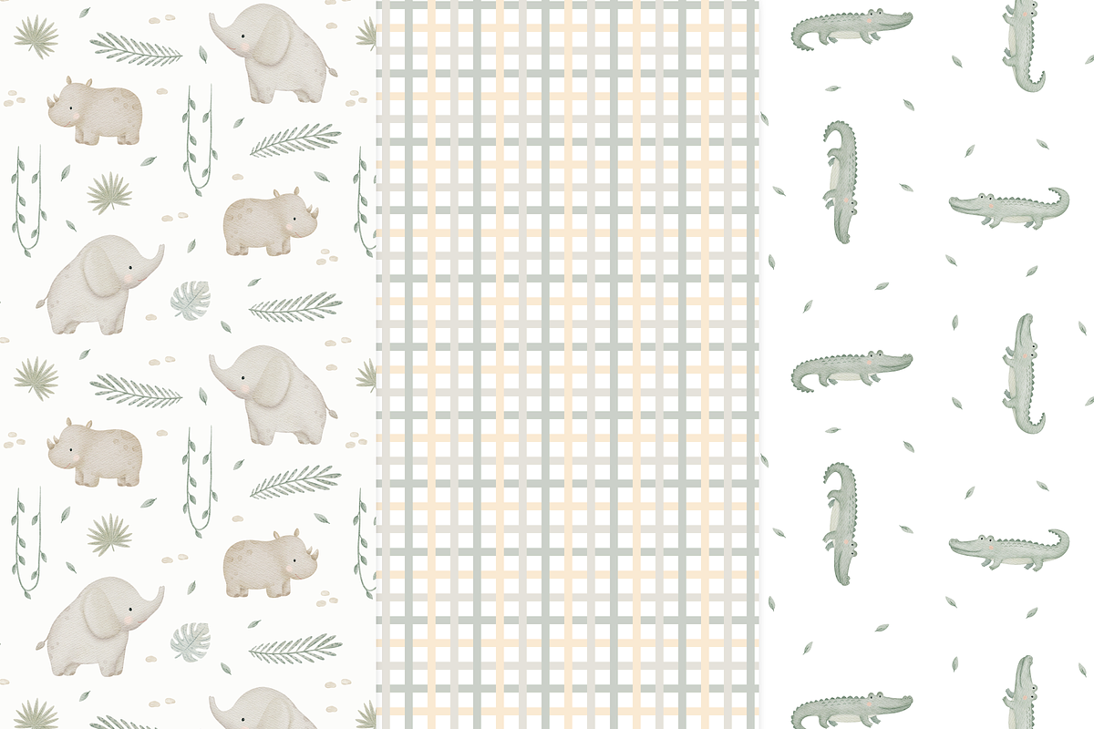 Jungle Safari Animals Watercolor Set, a Pattern Graphic by tetiartline (Photo 7 of 10)