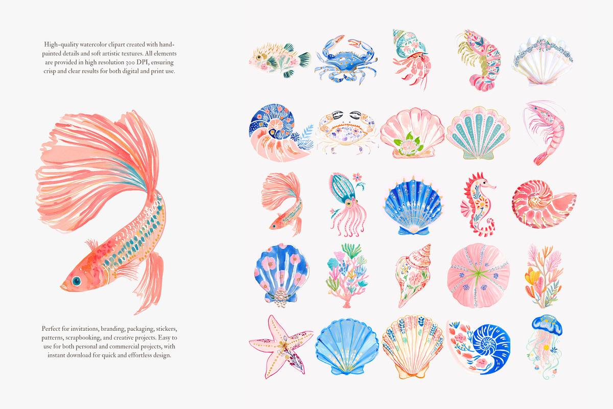 Preppy coastal clipart set, a Decorative Illustration by Patishop Art (Photo 11 of 15)