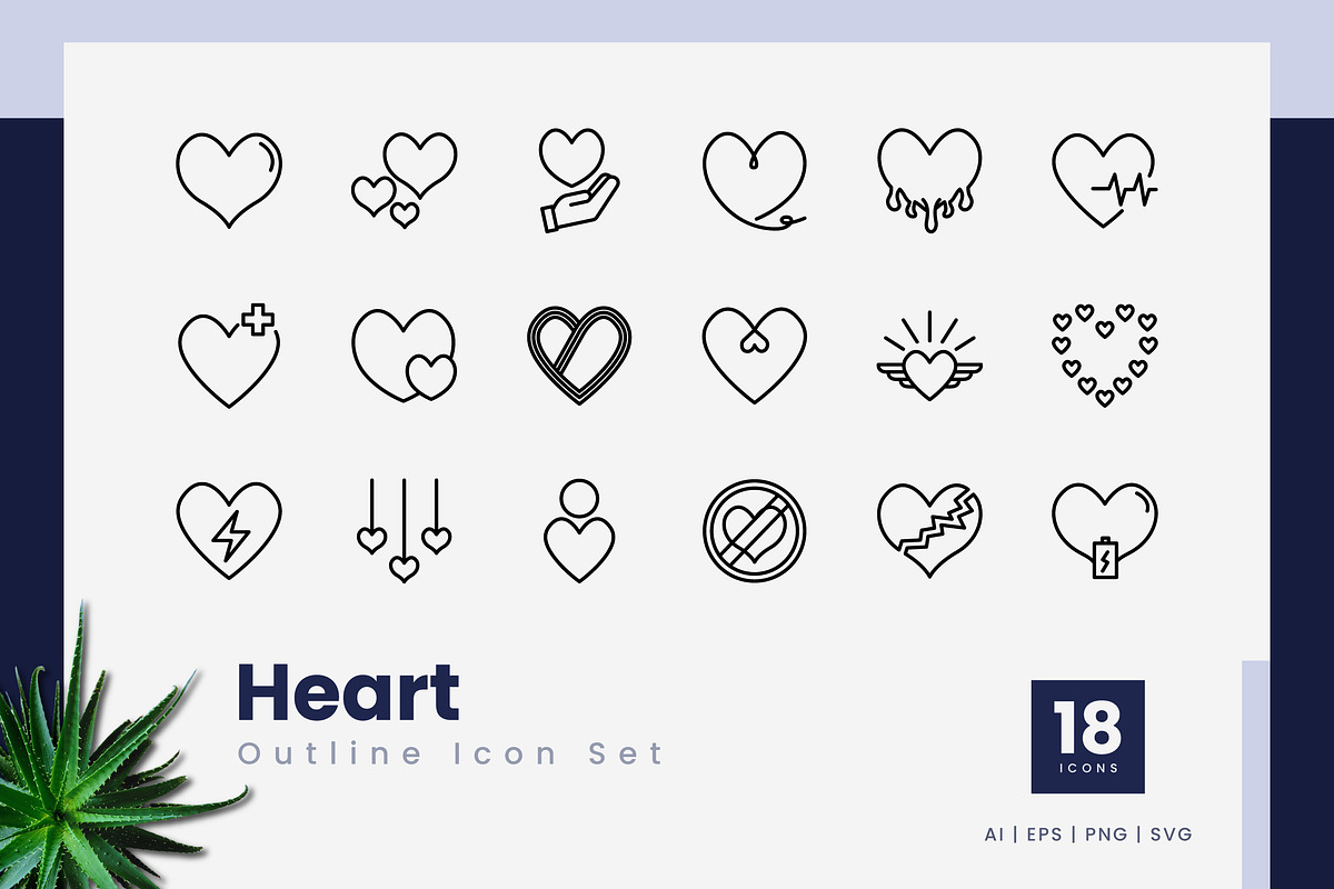 Heart Outline Icons, an Outline Icon by Zeer Graphic