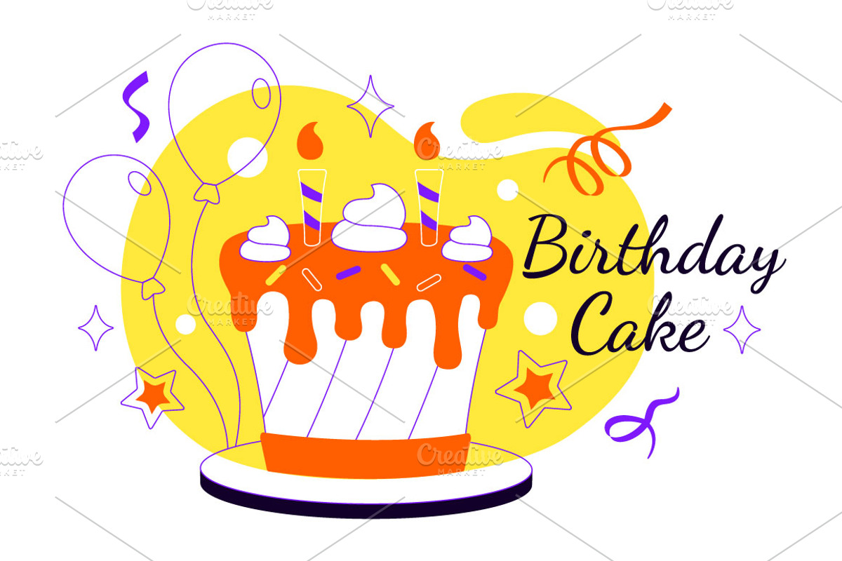 4 Birthday Cake Vector Illustration, a Food Illustration by denayunebgt (Photo 3 of 4)