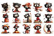 Halloween Cat PNG Clipart Bundle, a Seasonal Illustration by Nicolle's Colorful Art (Thumbnail 2 of 5)