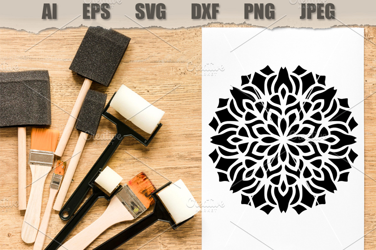 Stencil Ornate Mandala Floral Vector, a Decorative Illustration by MARYCRAFTIRIA (Photo 2 of 3)