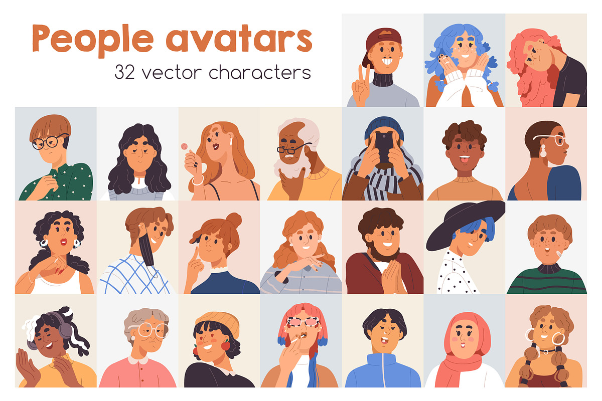 Modern diverse people avatars set, a Person Illustration by Good Studio (Photo 1 of 5)