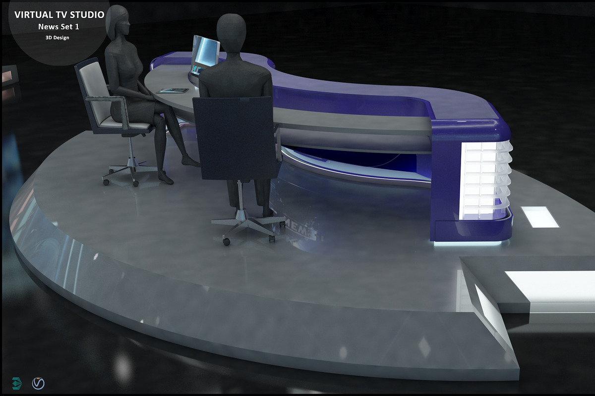 Virtual TV Studio News Set 1, an Architecture 3D Model by akerStudio (Photo 40 of 57)