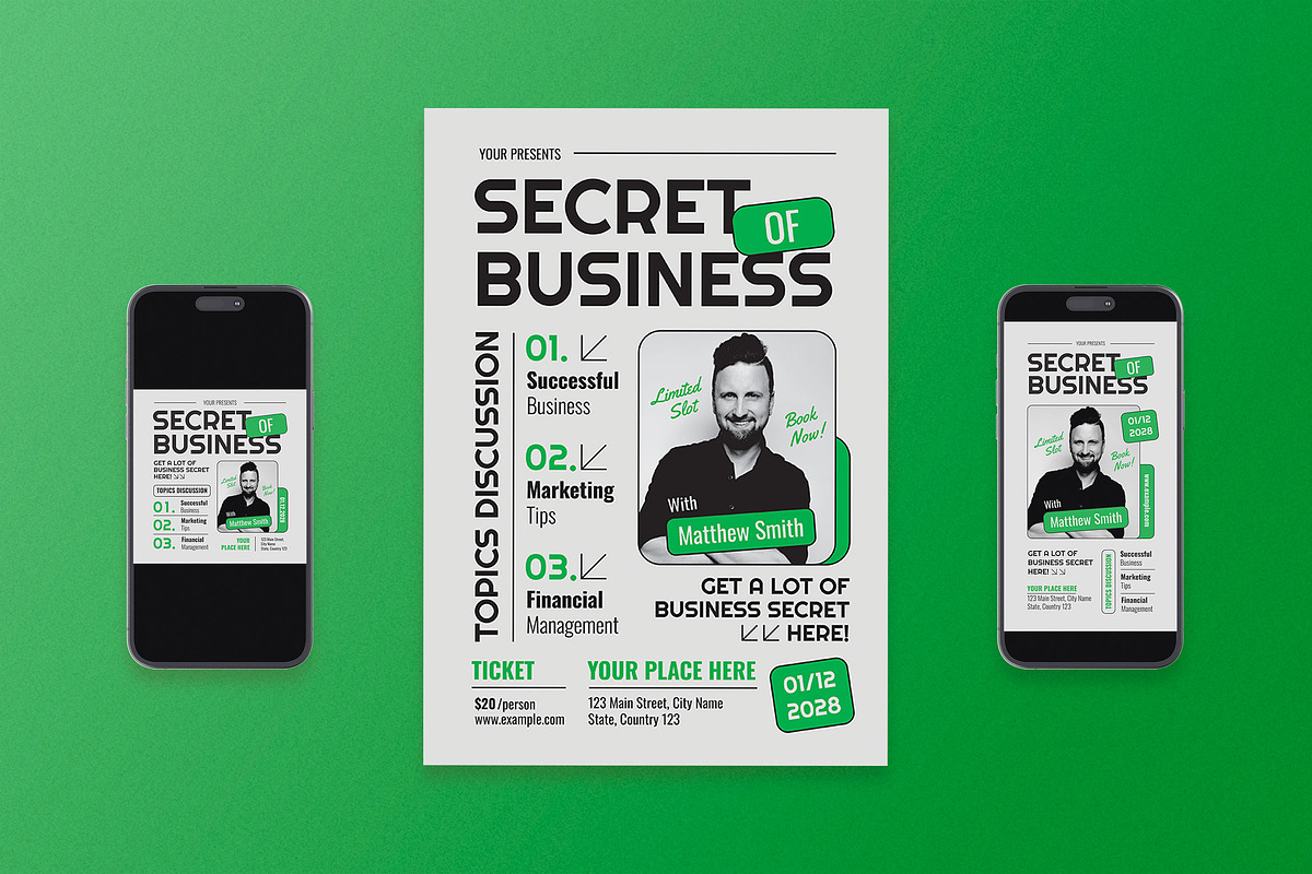 Green Secret of Business Flyer Set, a Flyer Template by Aiyari Graphic (Photo 1 of 3)
