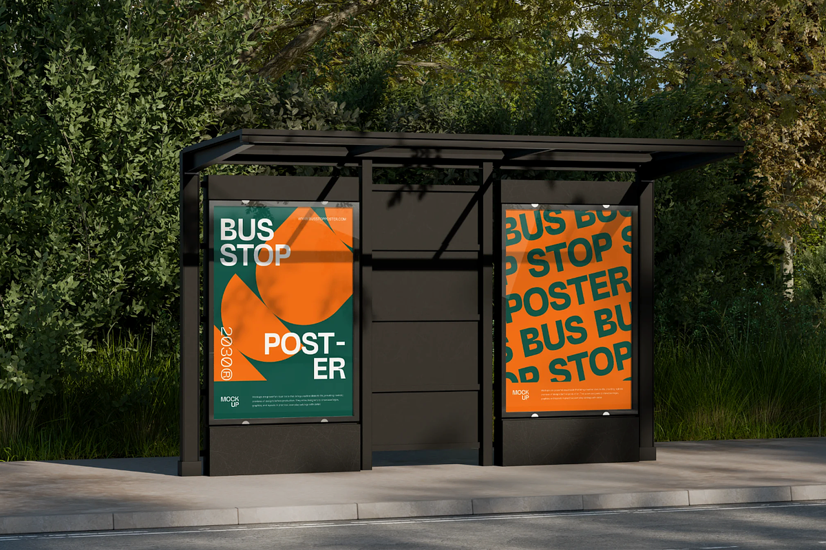 Urban Bus Stop Poster Mockup, an Advertising Mockup by graphicsauce (Photo 1 of 3)