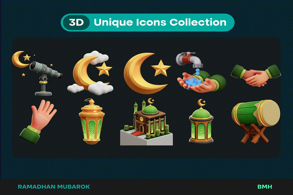 Ramadhan 3D Icons Illustration, an Illustration by Lumina_ui_ux202 (Photo 3 of 8)