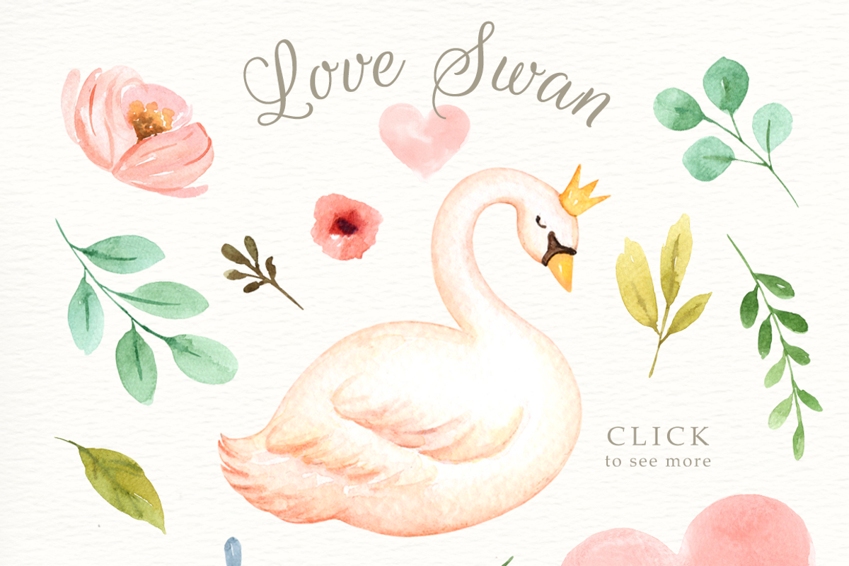 Love Swan Watercolor Clip Art, an Animal Illustration by everysunsun (Photo 3 of 5)