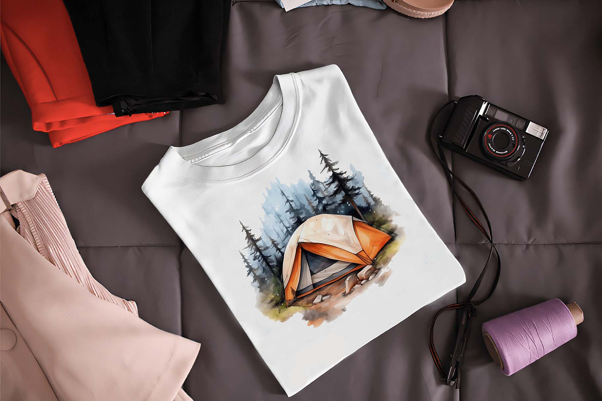 Watercolor Camping Clipart Bundle, an Illustration by Moon Studio (Photo 8 of 15)
