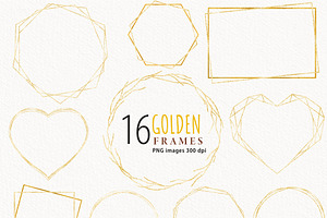 Gold Frame Clipart, Geometric Gold