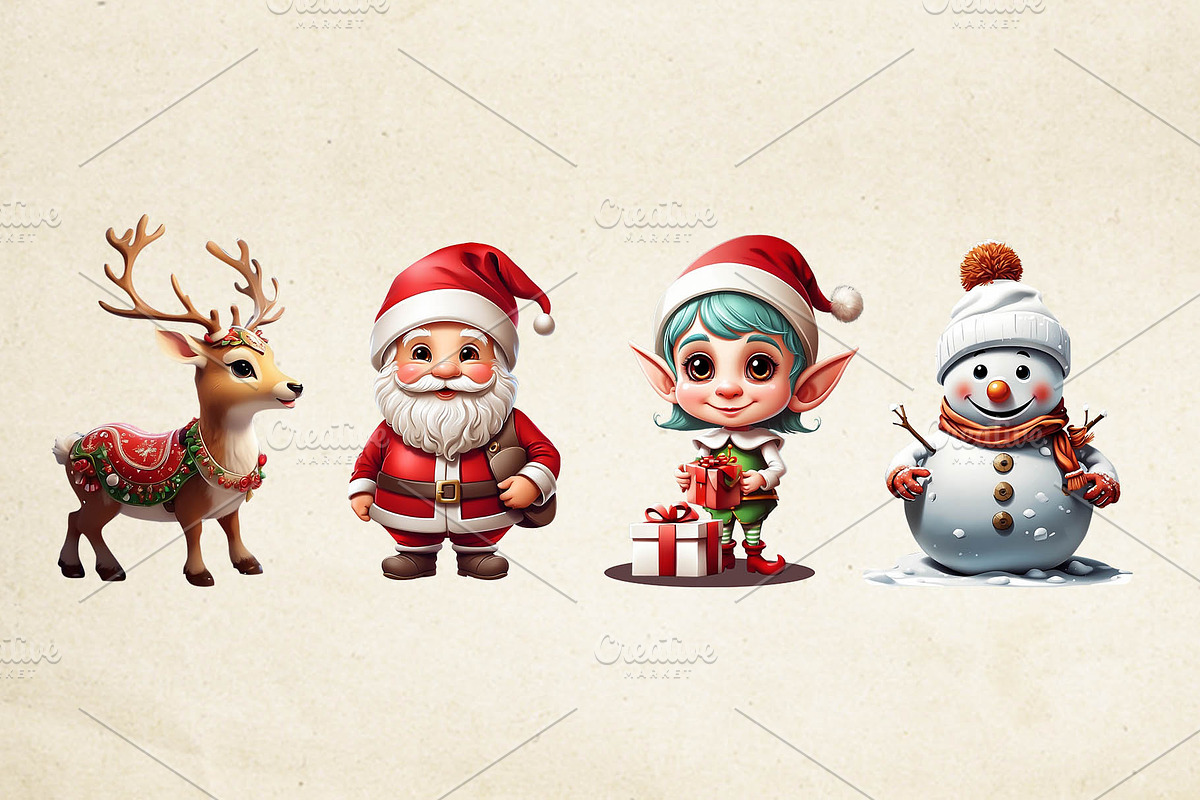 Merry Christmas Clipart Characters, an Object Graphic by Black Spade Design (Photo 3 of 4)