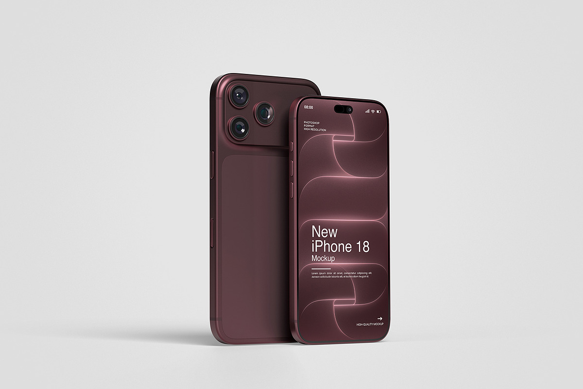 iPhone 18 Pro PSD Mockup, an iPhone Mockup by getproject (Photo 2 of 6)