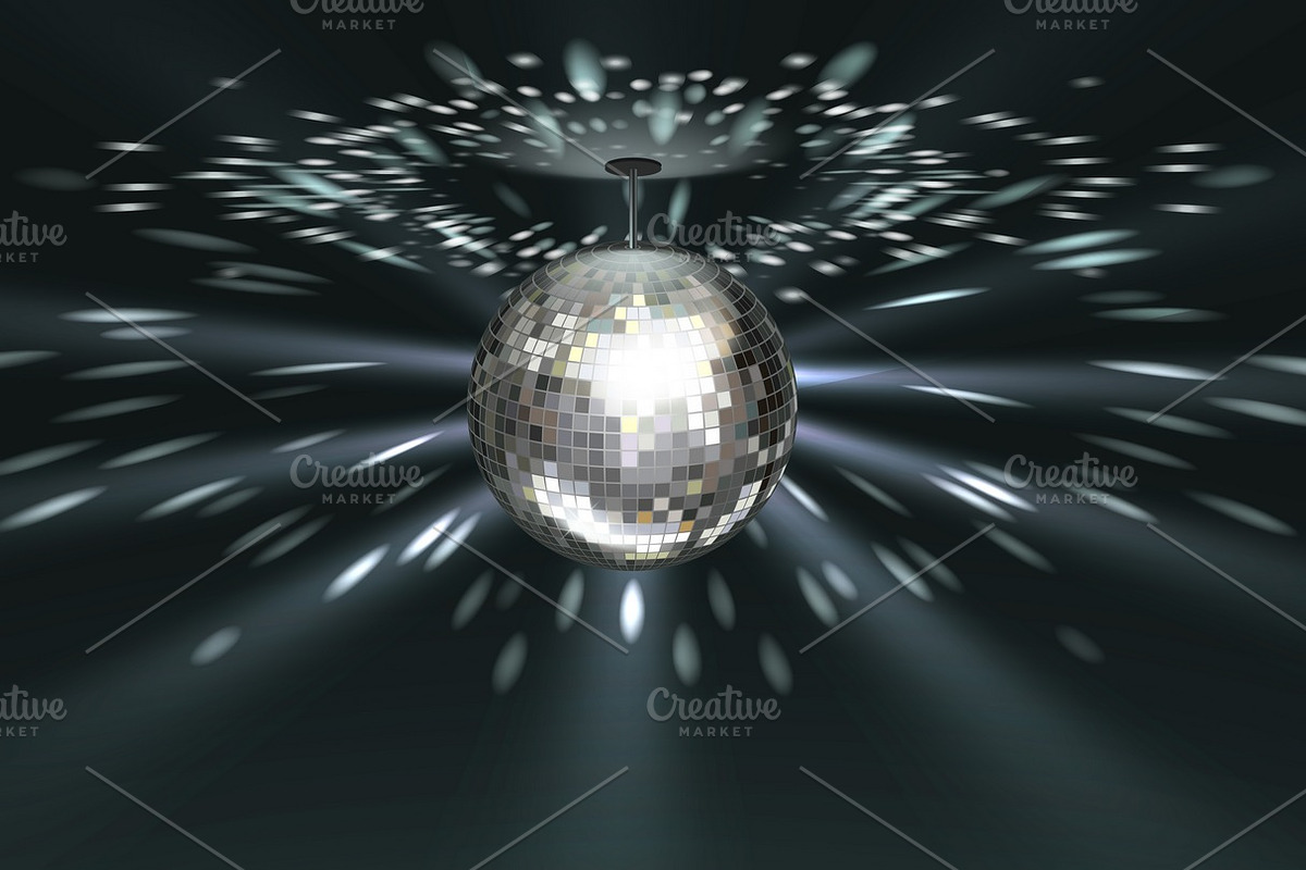 Silver disco ball, an Illustration by Microvector