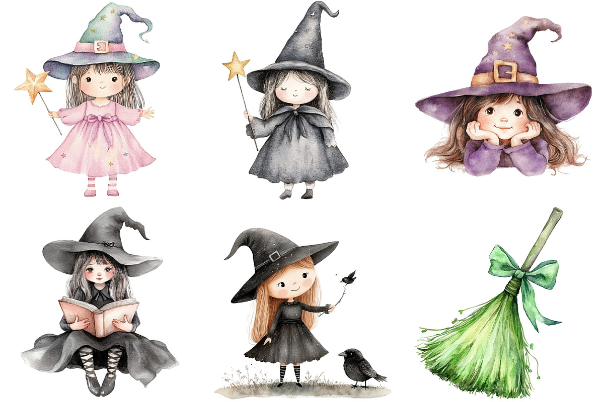 Whimsical Witch Clipart, an Illustration by CitraGraphics (Photo 5 of 5)