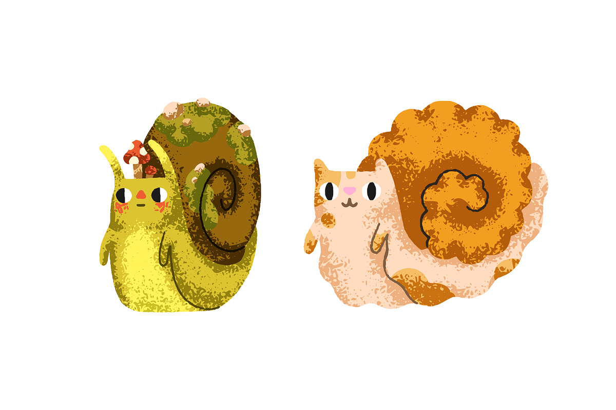 Cute snails set, seamless patterns, an Animal Illustration by Good Studio (Photo 10 of 18)