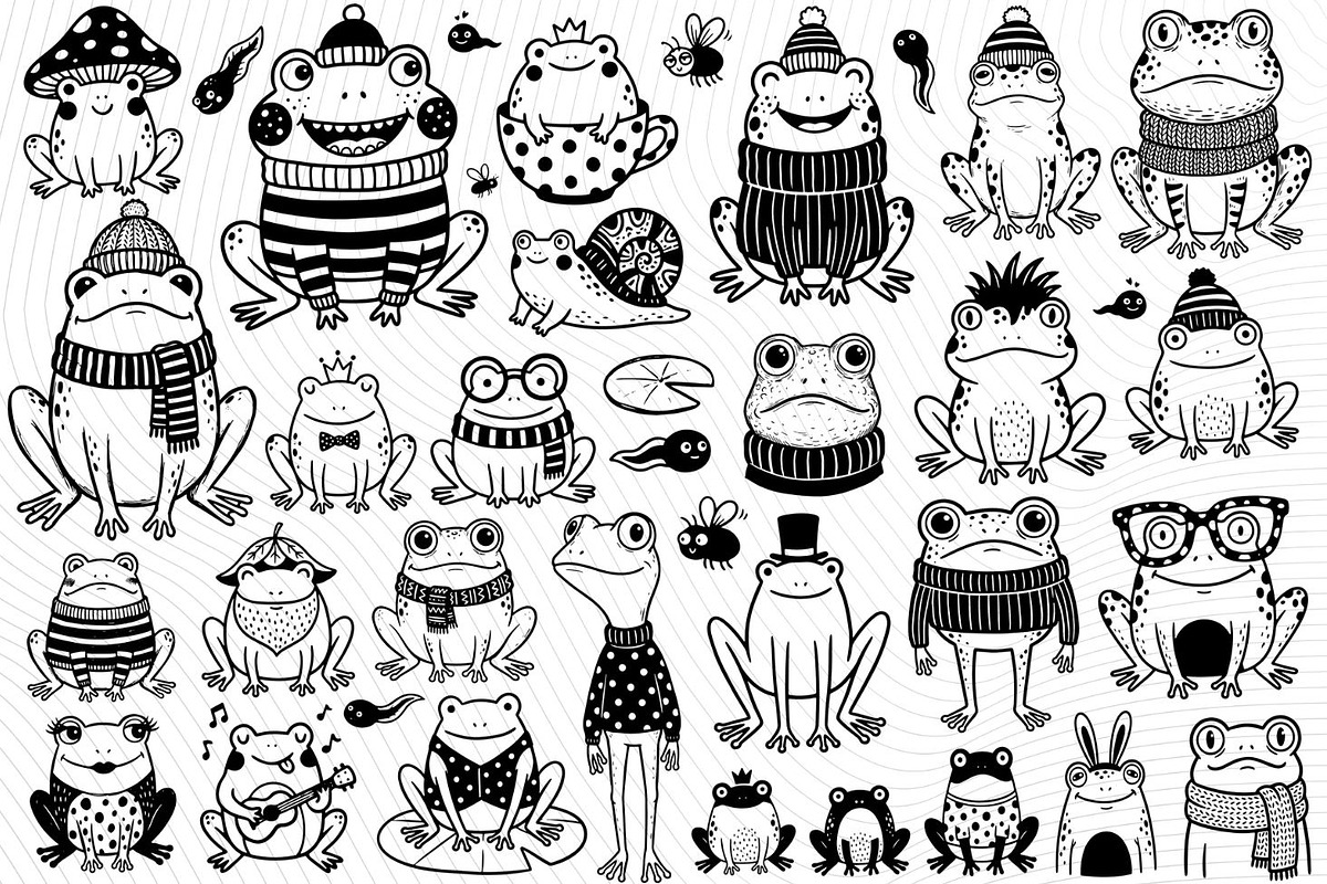 Cute Frog Clipart Bundle SVG, an Animal Illustration by PassionPNGcreation (Photo 1 of 4)