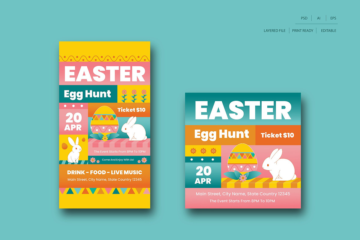 Easter Egg Hunt Flyer Set, a Flyer Template by Siska Arista (Photo 2 of 2)