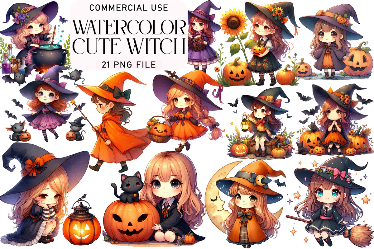 Cute Witch Clipart, an Illustration by Daily.Designs (Photo 1 of 4)
