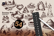Treasure Map Procreate Brushes, a Shape Add-On by Spasibenko Art (Thumbnail 8 of 13)