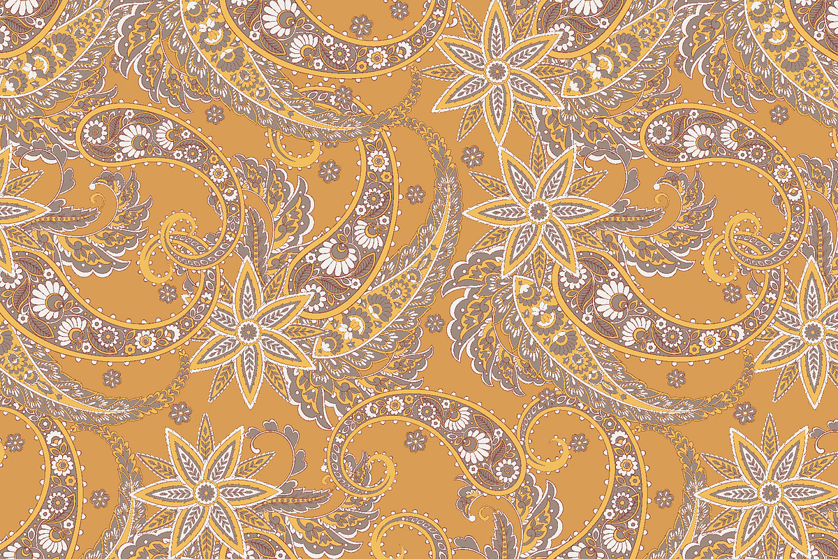 Damask Paisley floral fabric pattern, a Background Graphic by antalogiya (Photo 2 of 4)