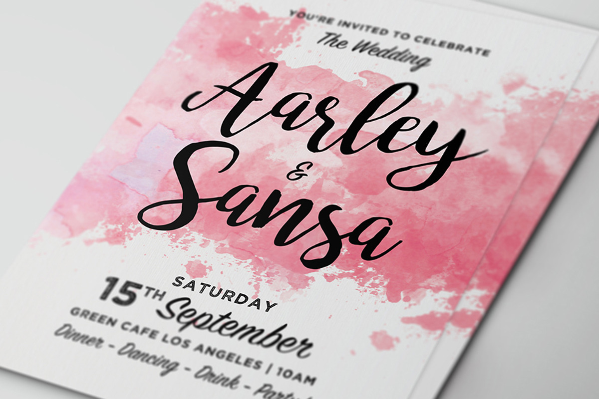 Watercolor Wedding Invitation Set, an Invitation Template by Aarley Kaiven (Photo 2 of 5)