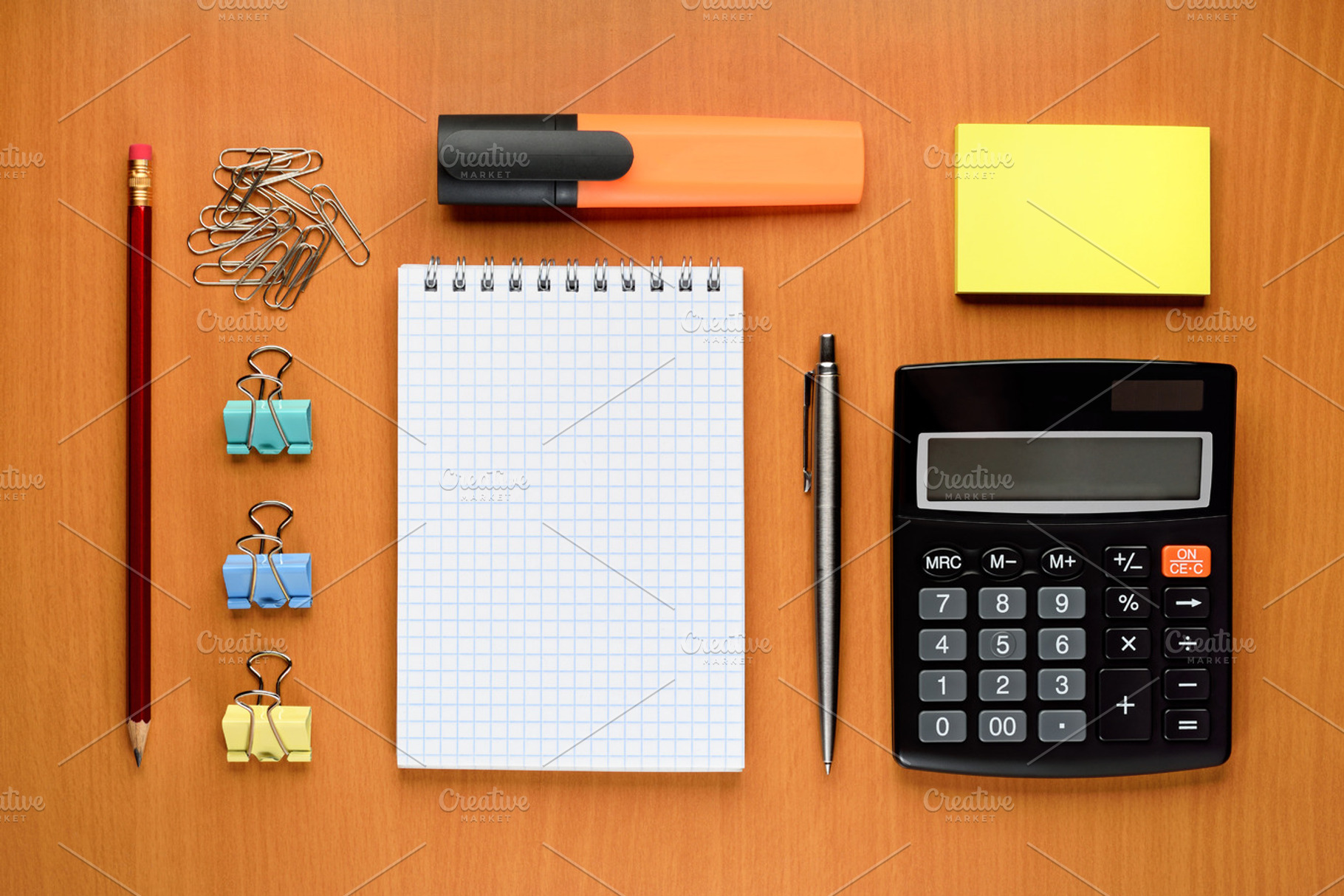 Office supplies on desk