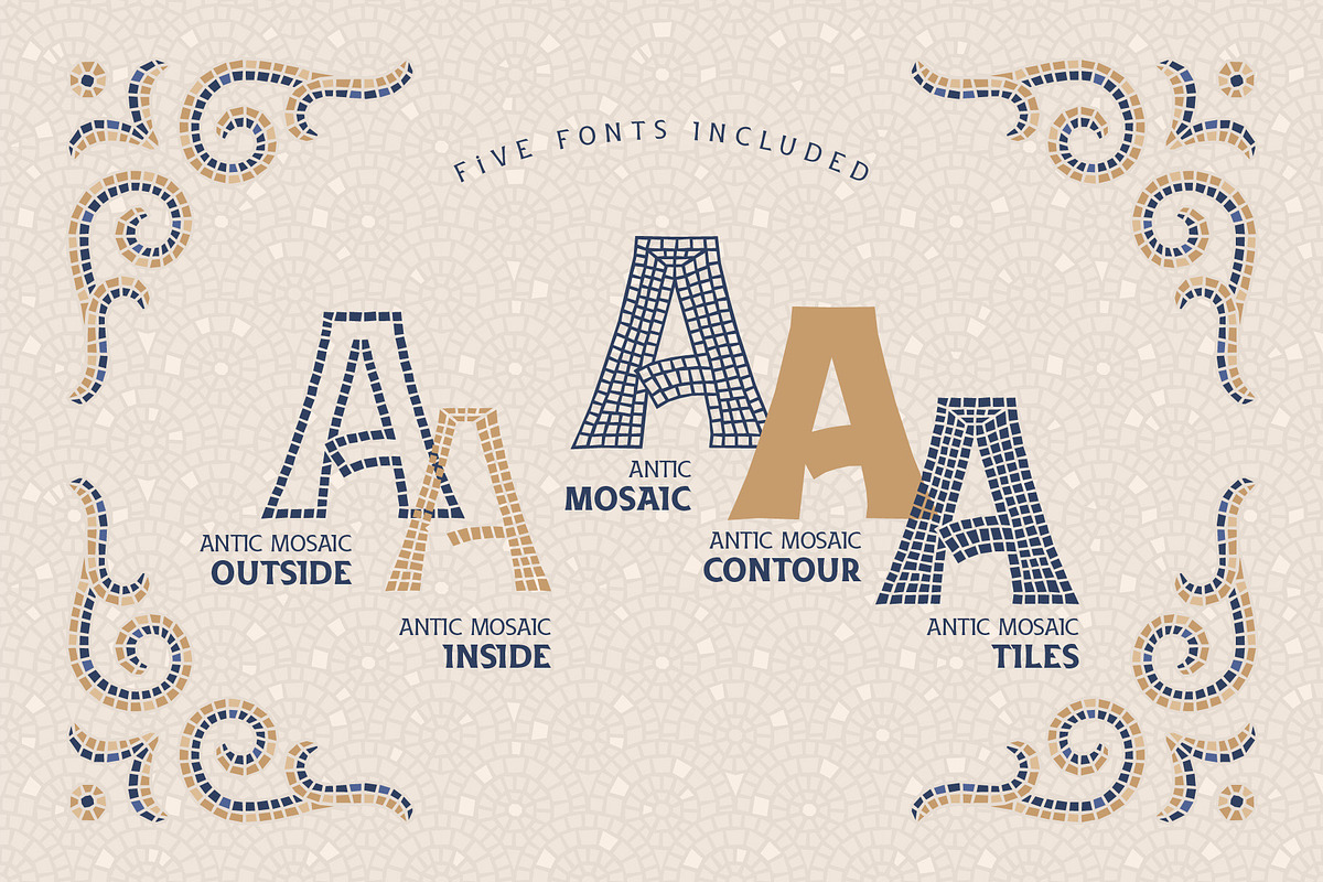 Antic Mosaic font, a Symbol Font by Gleb Guralnyk (Photo 5 of 6)