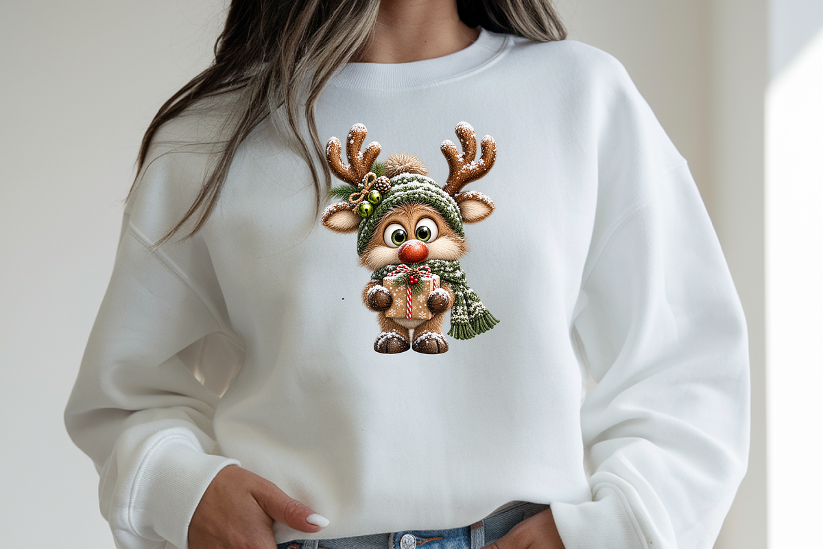 Snowy Christmas Reindeer Gift Bearer, a Seasonal Illustration by Printable Design Store (Photo 3 of 3)