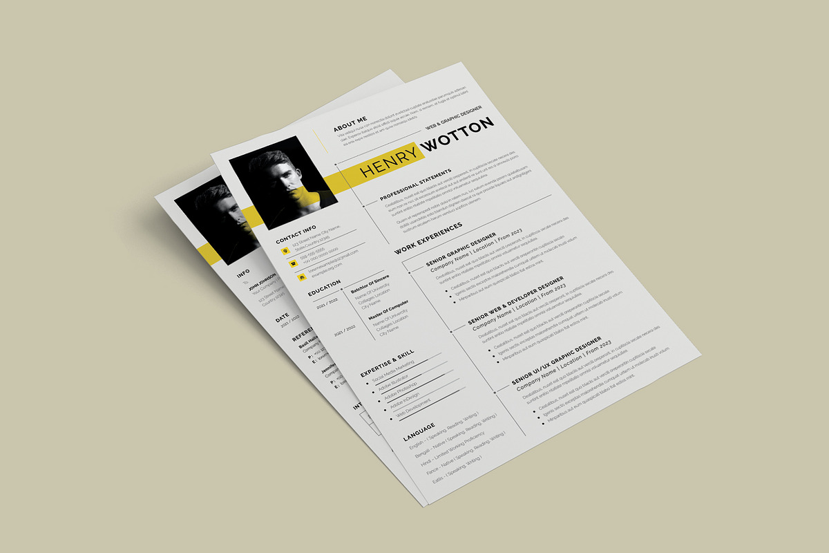 Professional Resume C/V Template, a Resume Template by Cleffon_Graphic_Studio (Photo 4 of 4)