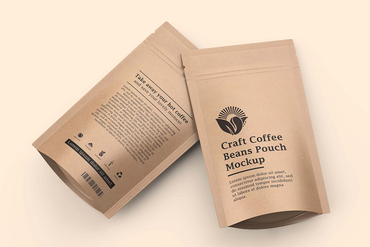Craft Paper Coffee Pouch Bag Mockup, a Cups & Container Mockup by Ram Studio LLC (Photo 6 of 11)