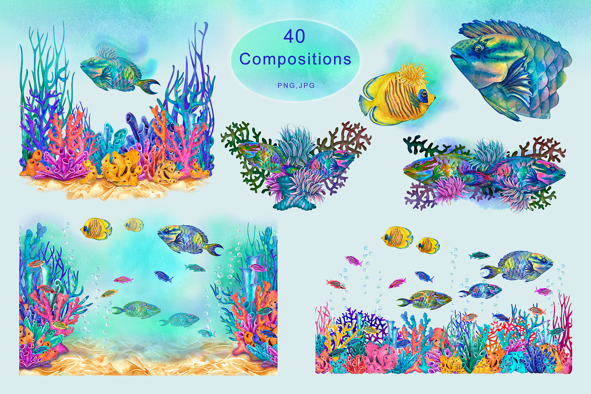 Neon Reef Creator Pack, an Animal Illustration by EL_SUHOVA (Photo 4 of 13)