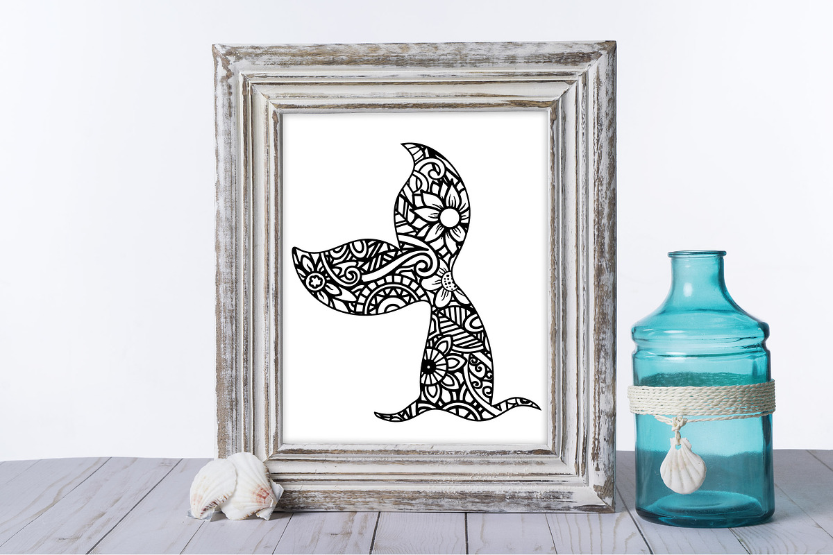 Mermaid Mandala SVG Bundle, an Animal Illustration by OldMarket Designs (Photo 5 of 10)