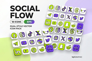 Social Flow Dual Style Icon EPS Pack, a Technology Illustration by NH graphic