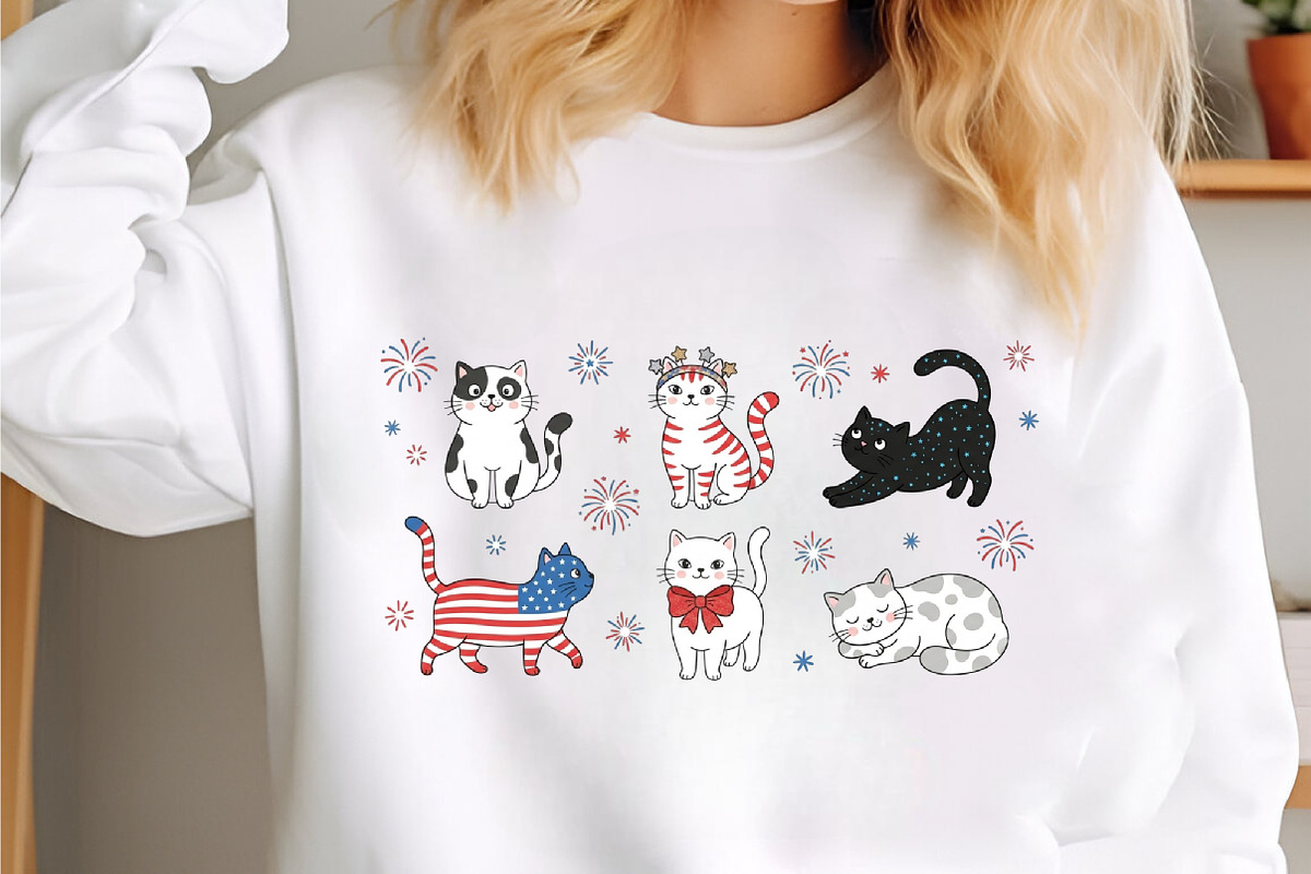 Funny Cat USA Flag 4th of July Shirt, a Seasonal Illustration by designcity5 (Photo 2 of 4)