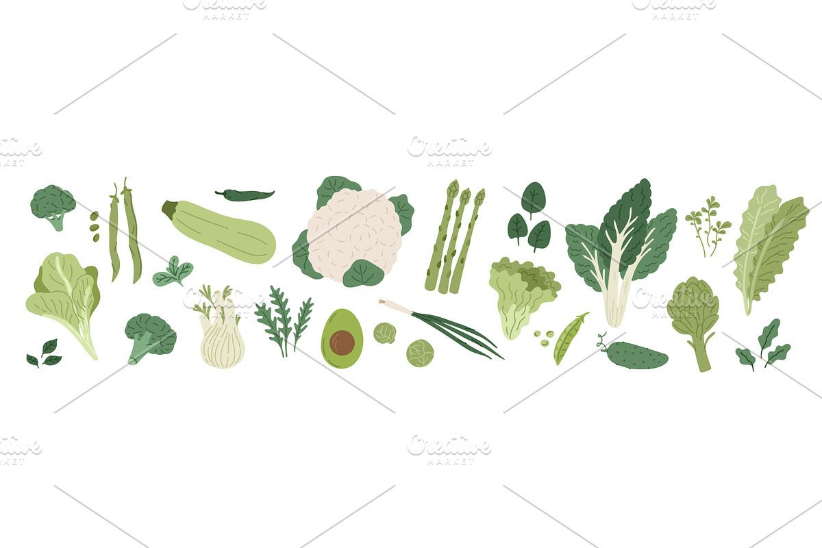 Green salad leaves. Fresh organic, a Food Illustration by YummyBuum