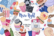 Movie Night Clipart, a Food Illustration by GlamArtZhanna (Thumbnail 1 of 3)