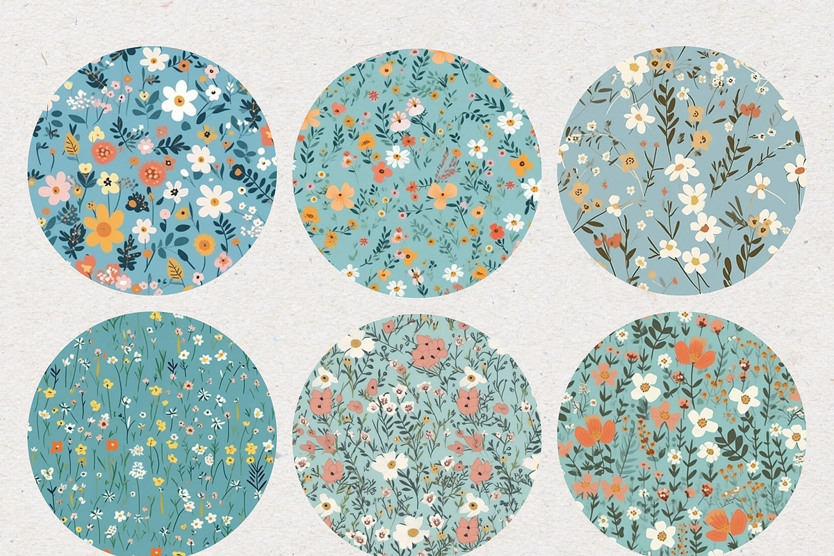 Blue Ditsy Floral Seamless Patterns, a Pattern Graphic by Natural Planners (Photo 4 of 8)