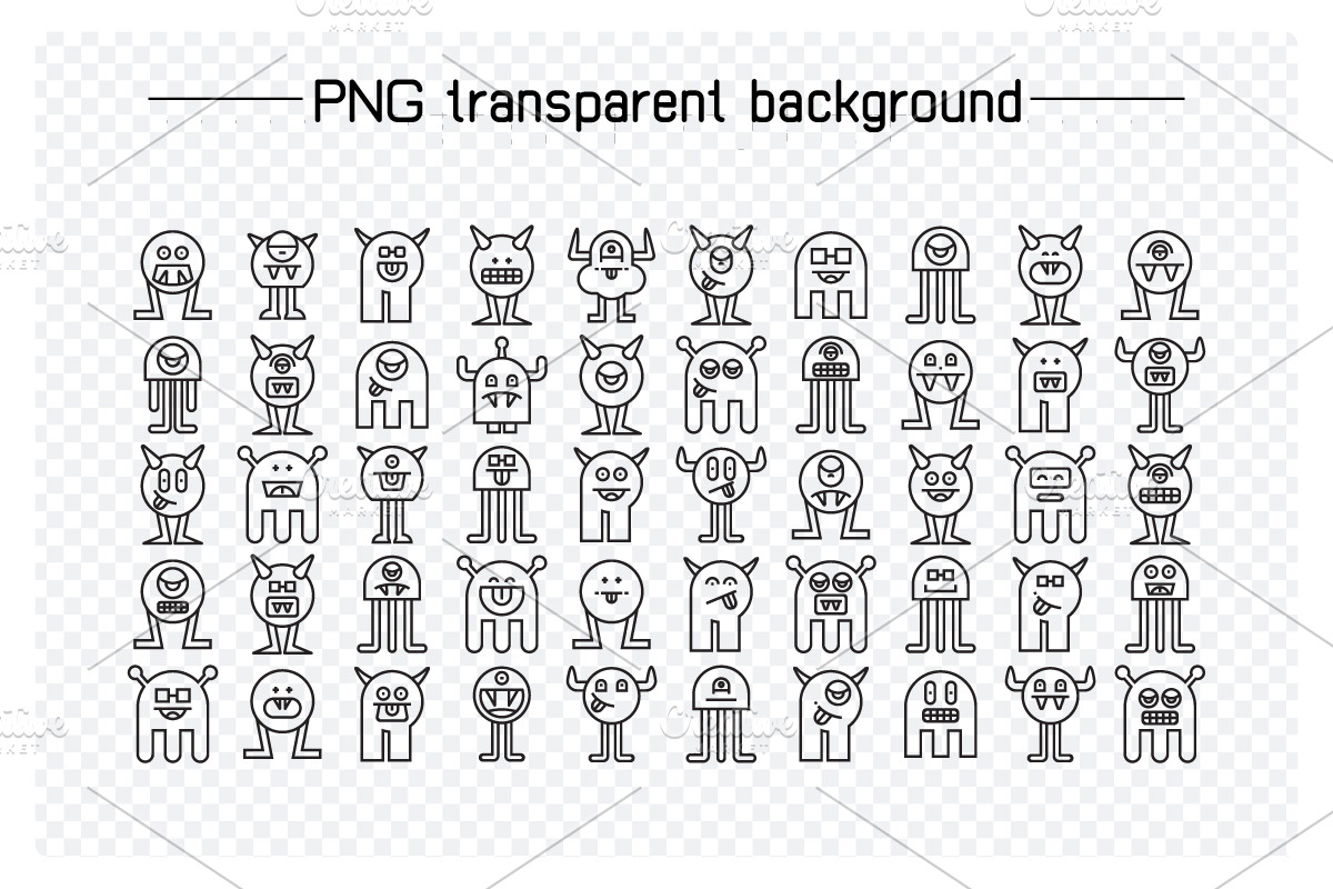 100 Funny Monster Characters Icons, a Decorative Illustration by Designfour (Photo 3 of 7)
