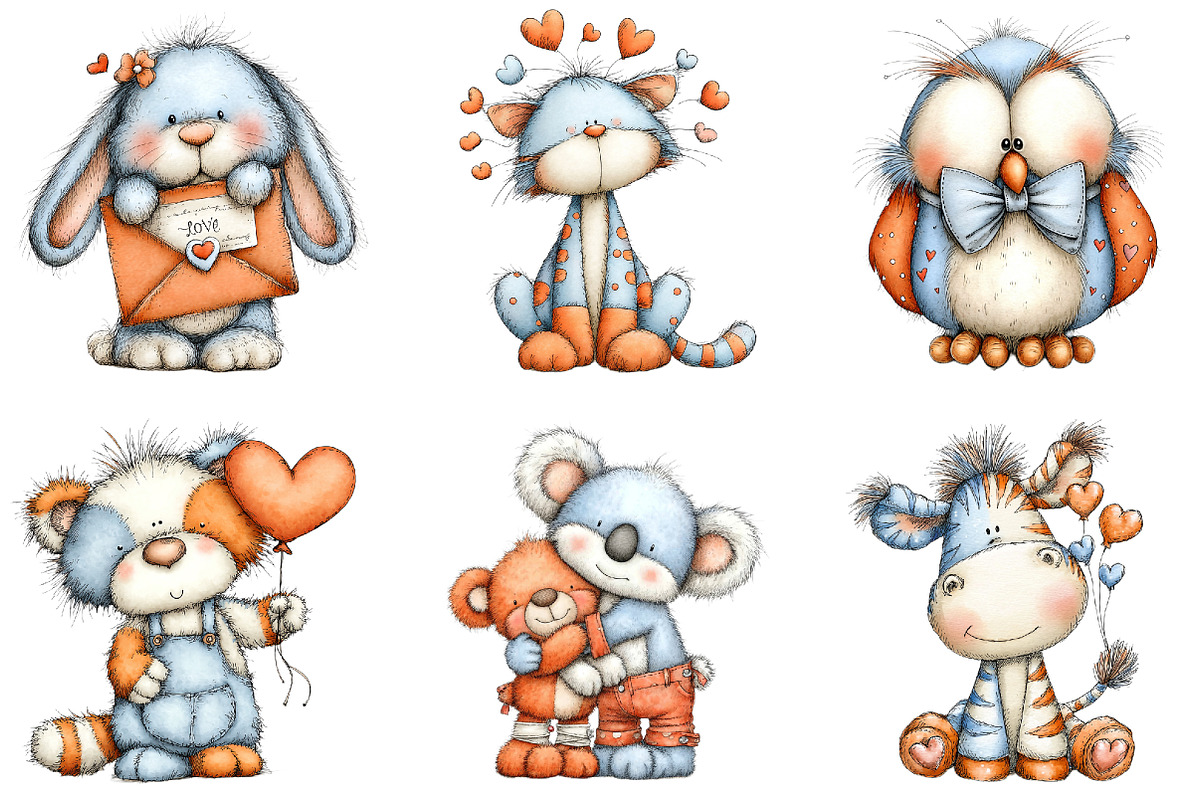 Whimsical Valentine Animals Clipart, a Graphic by CitraGraphics (Photo 3 of 4)