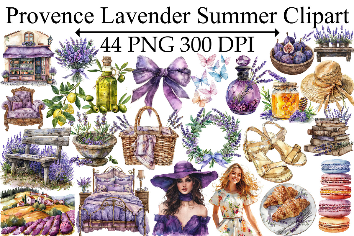 Provence Lavender Summer Clipart, an Illustration by Design Market (Photo 1 of 5)
