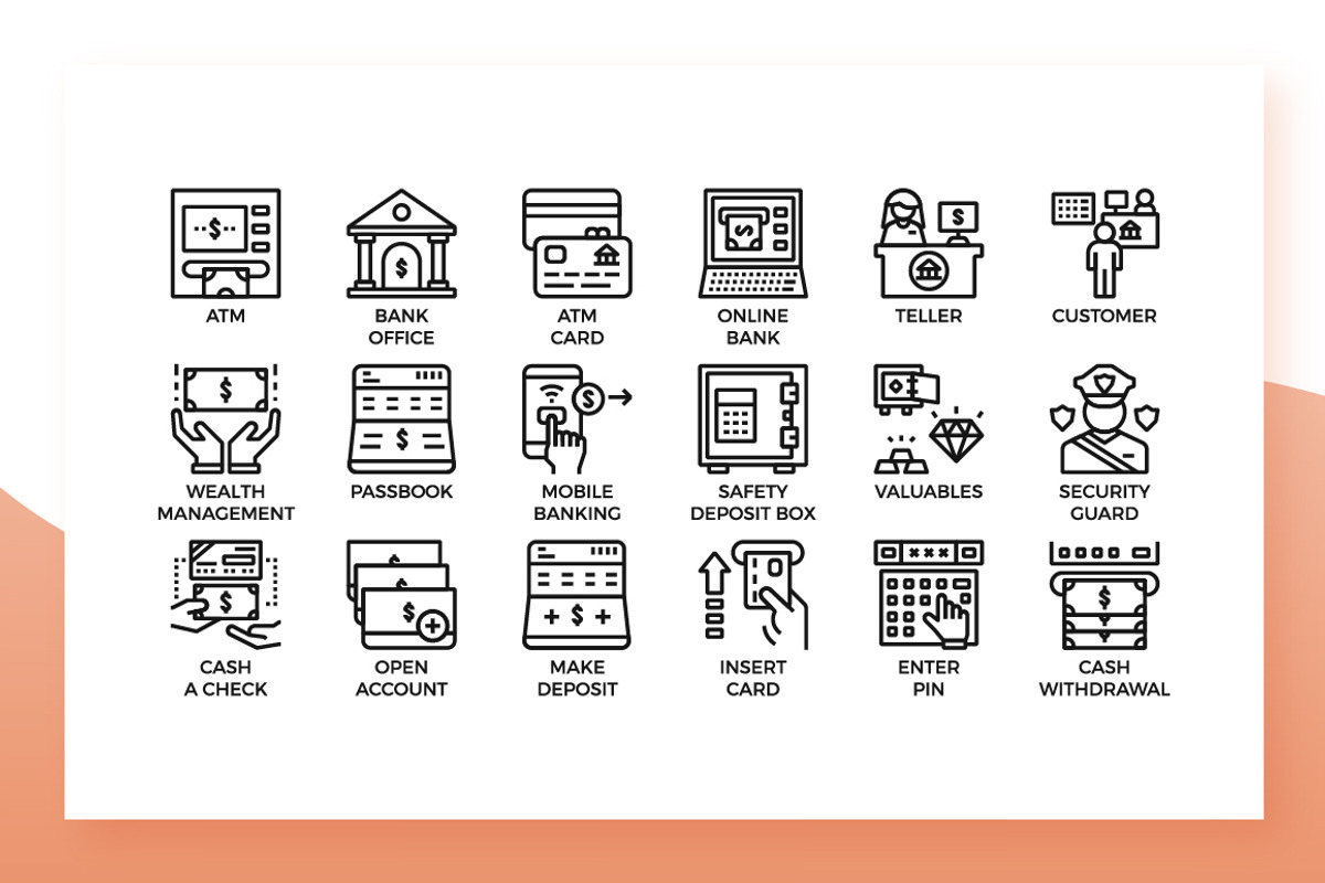 Banking Icons, an Outline Icon by Becris (Photo 3 of 3)