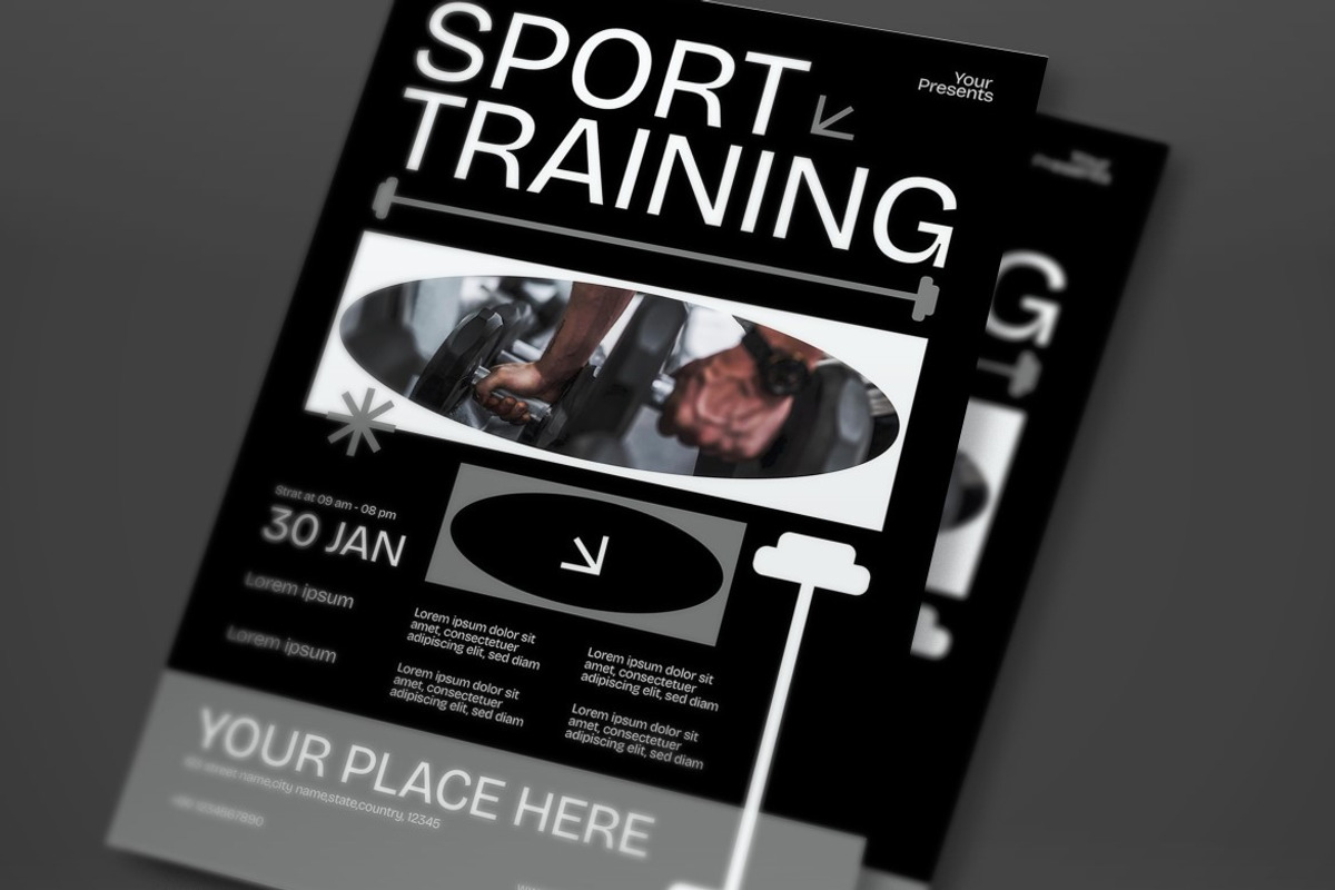 Black Sport Training Flyer Set, a Flyer Template by graphicook (Photo 2 of 3)