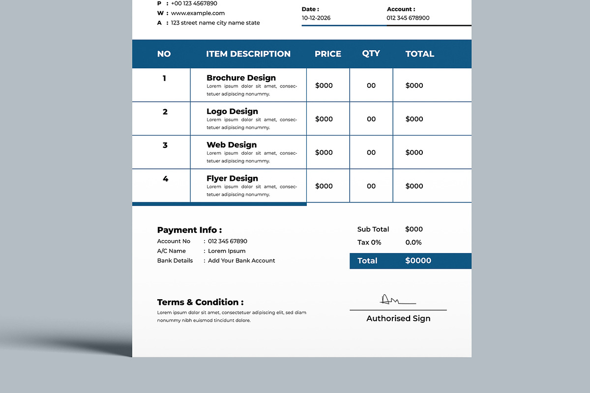 Corporate Invoice Layout, a Stationery Template by MightyDesign (Photo 3 of 7)