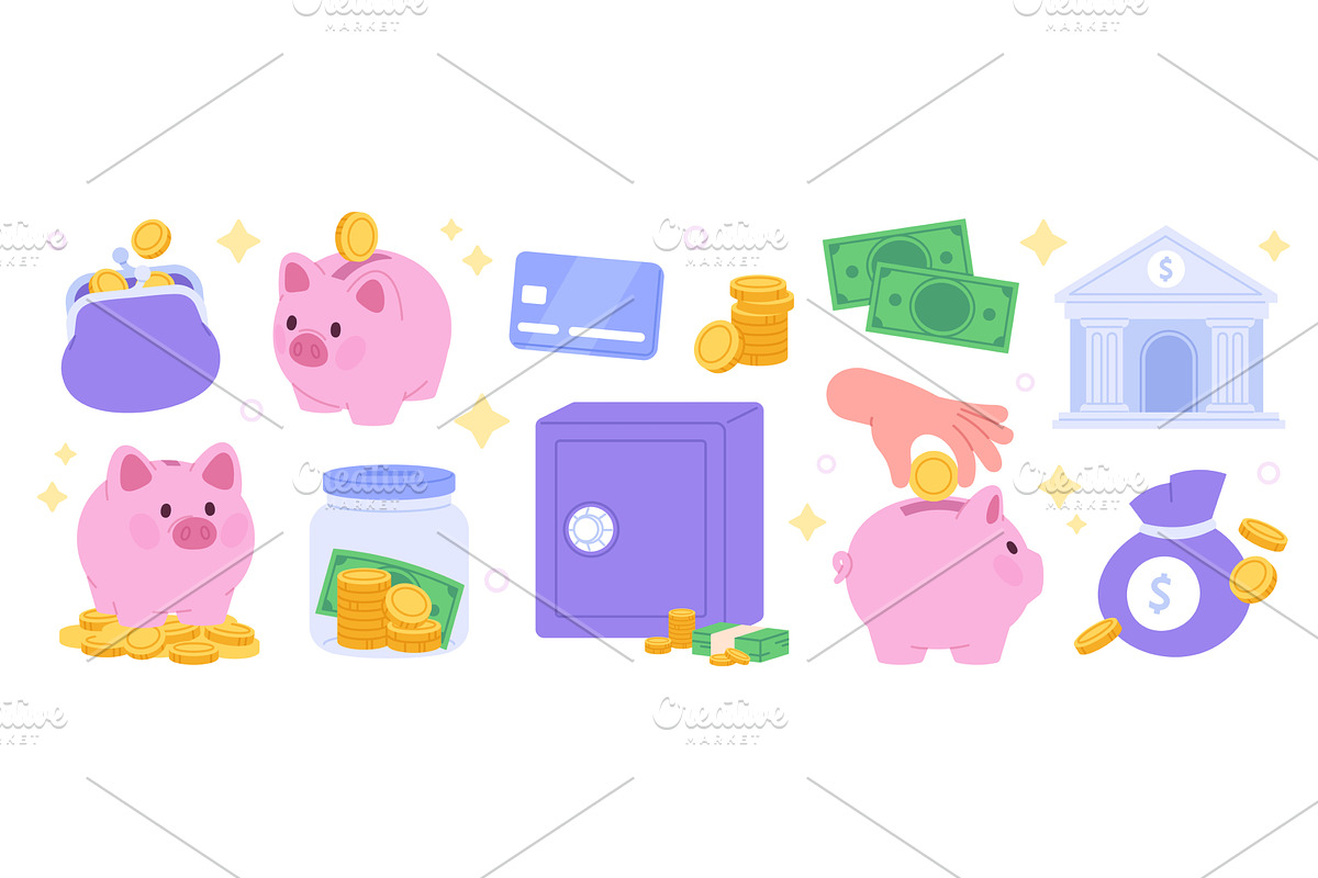 Finance and money savings elements, a Finance Illustration by LadadikArt