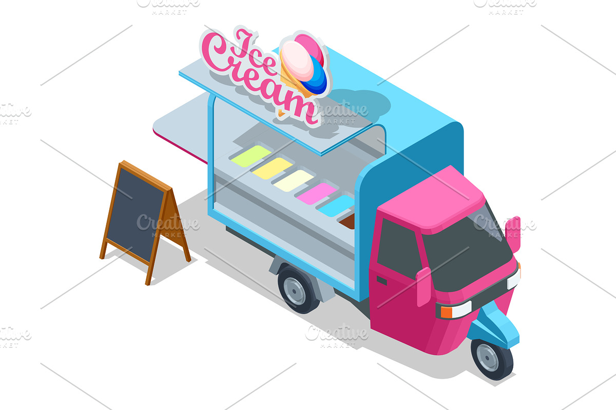 Three-wheeled small truck. Ice cream, a Food Illustration by Golden Sikorka
